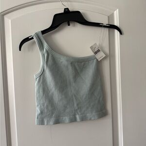By Together Light Green One-Shoulder Tank Top